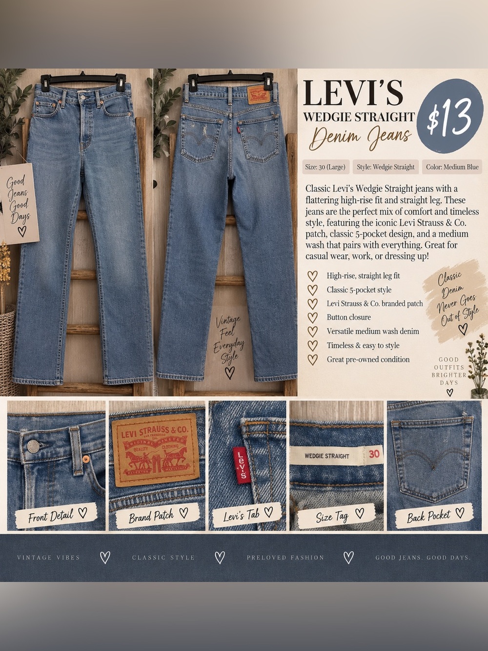 Levi's Wedgie Straight Jeans - Medium Blue